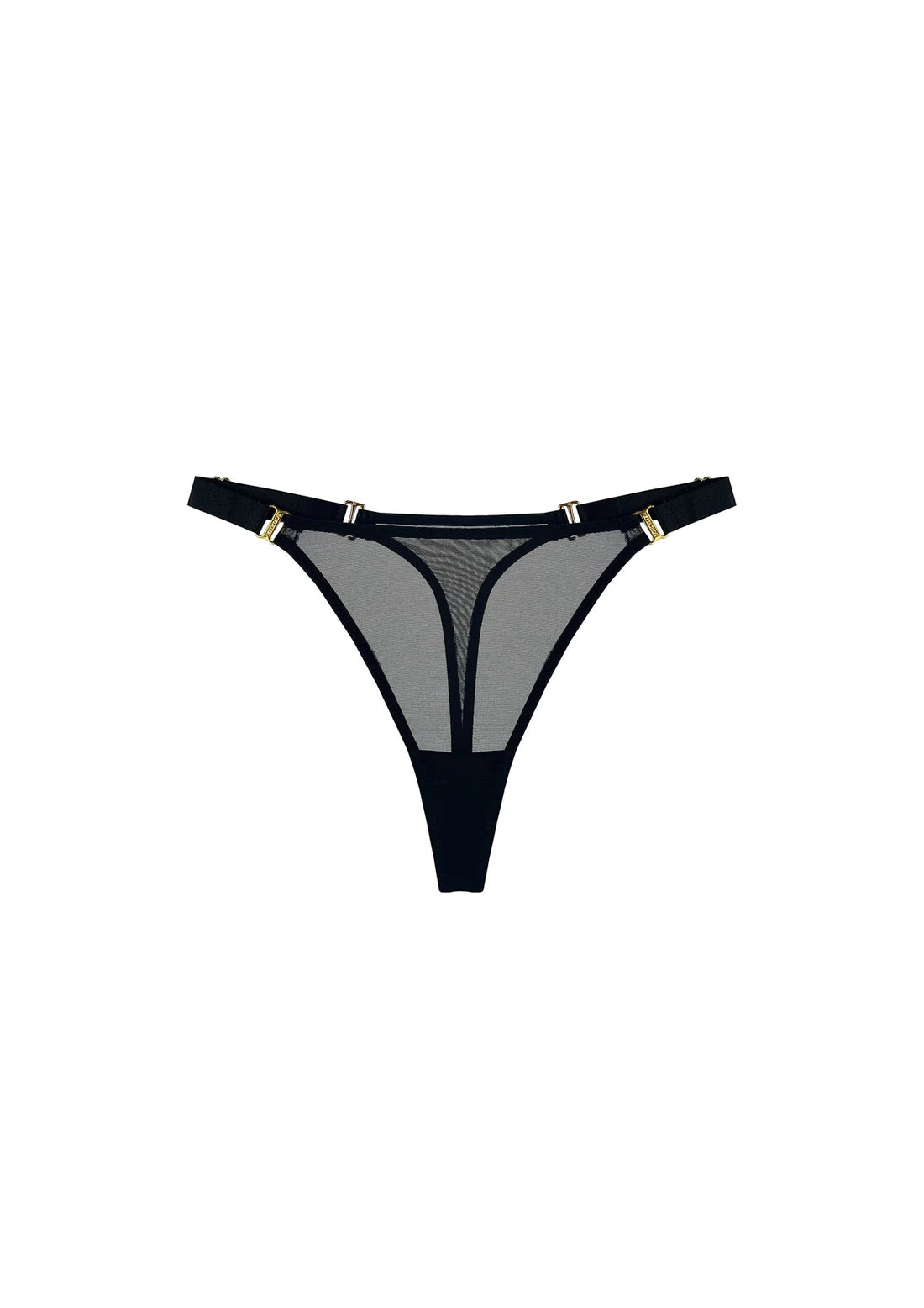 Black Signature Mesh Thong