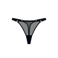 Black Signature Mesh Thong