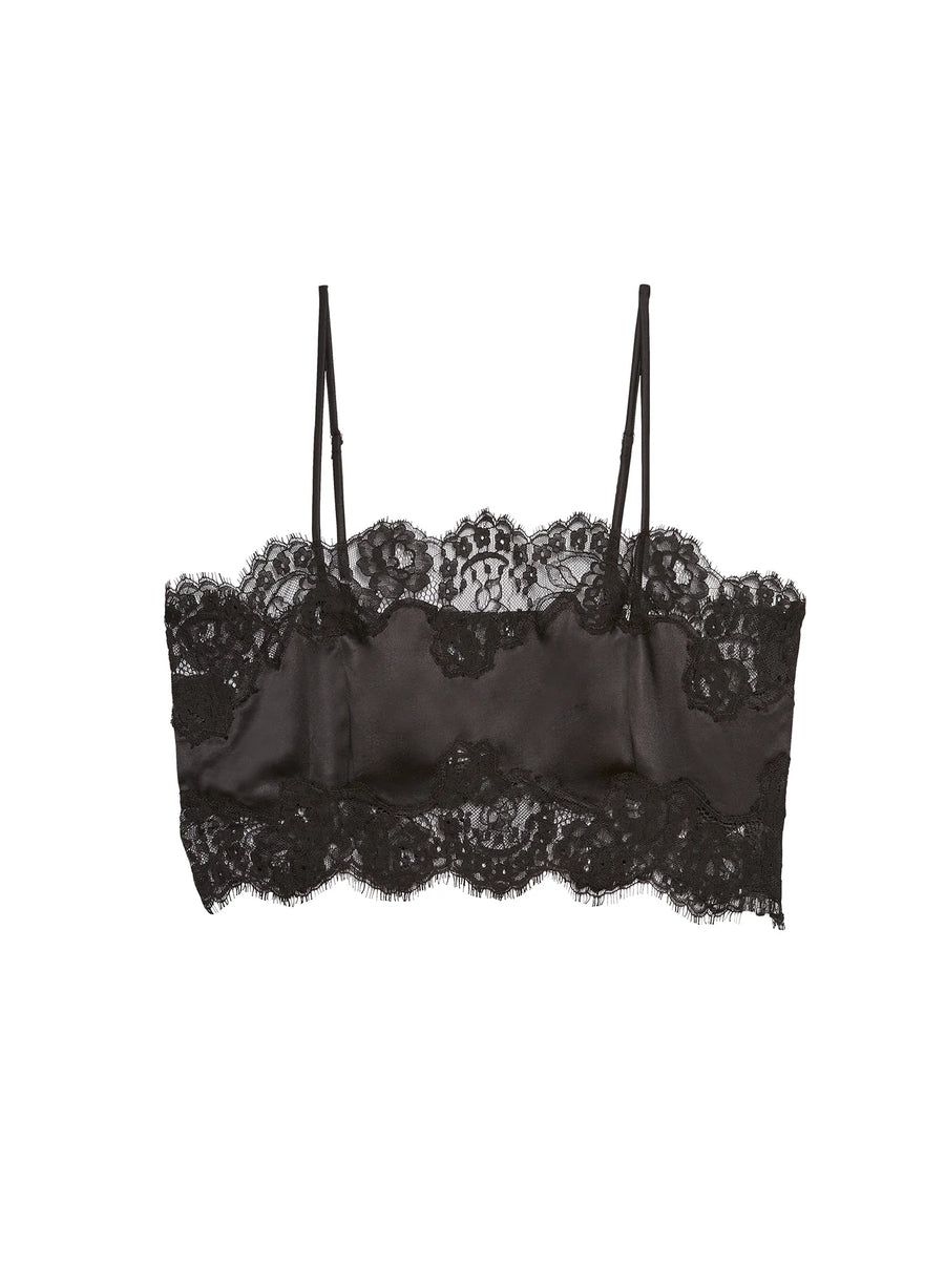 Black Silk & Lace Bandeau Top