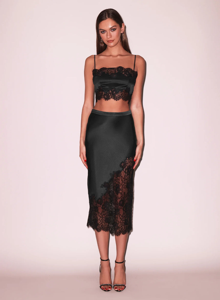 Black Silk & Lace Bandeau Top