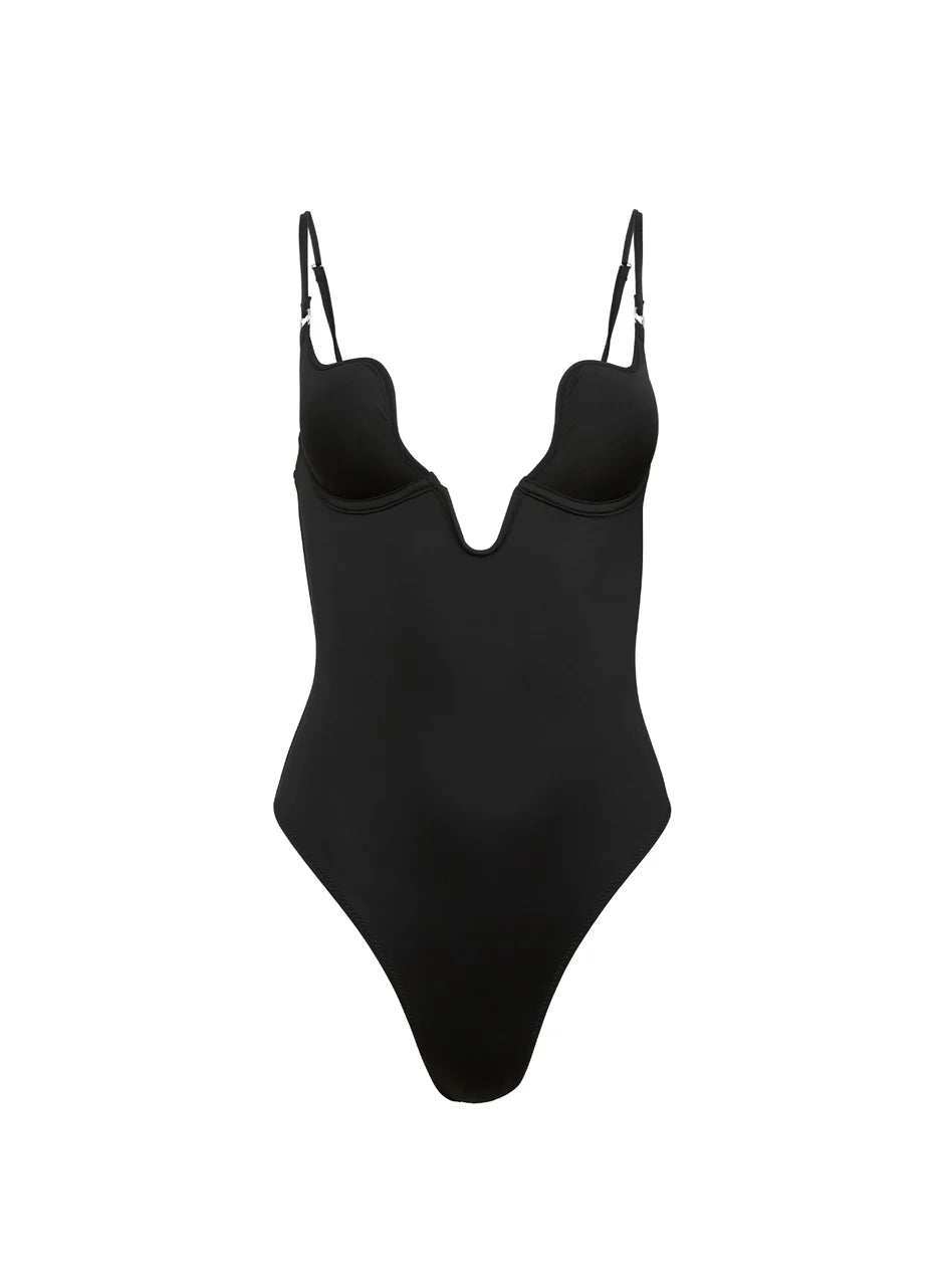 Black U-Plunge One Piece Swimsuit