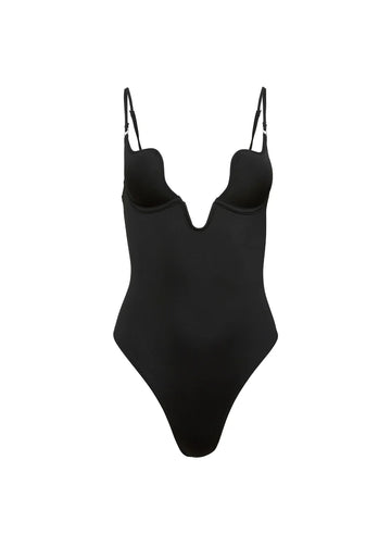 Black U-Plunge One Piece Swimsuit