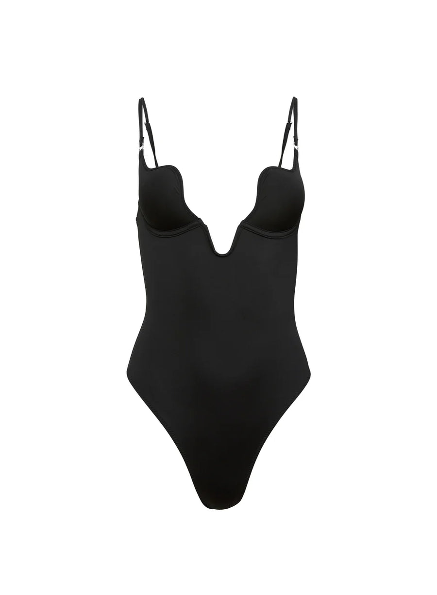Black U-Plunge One Piece Swimsuit