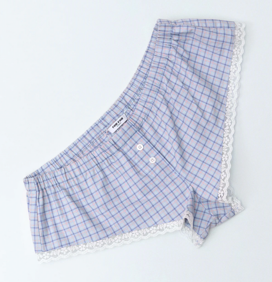 Blue Check Cotton Poplin Boxette