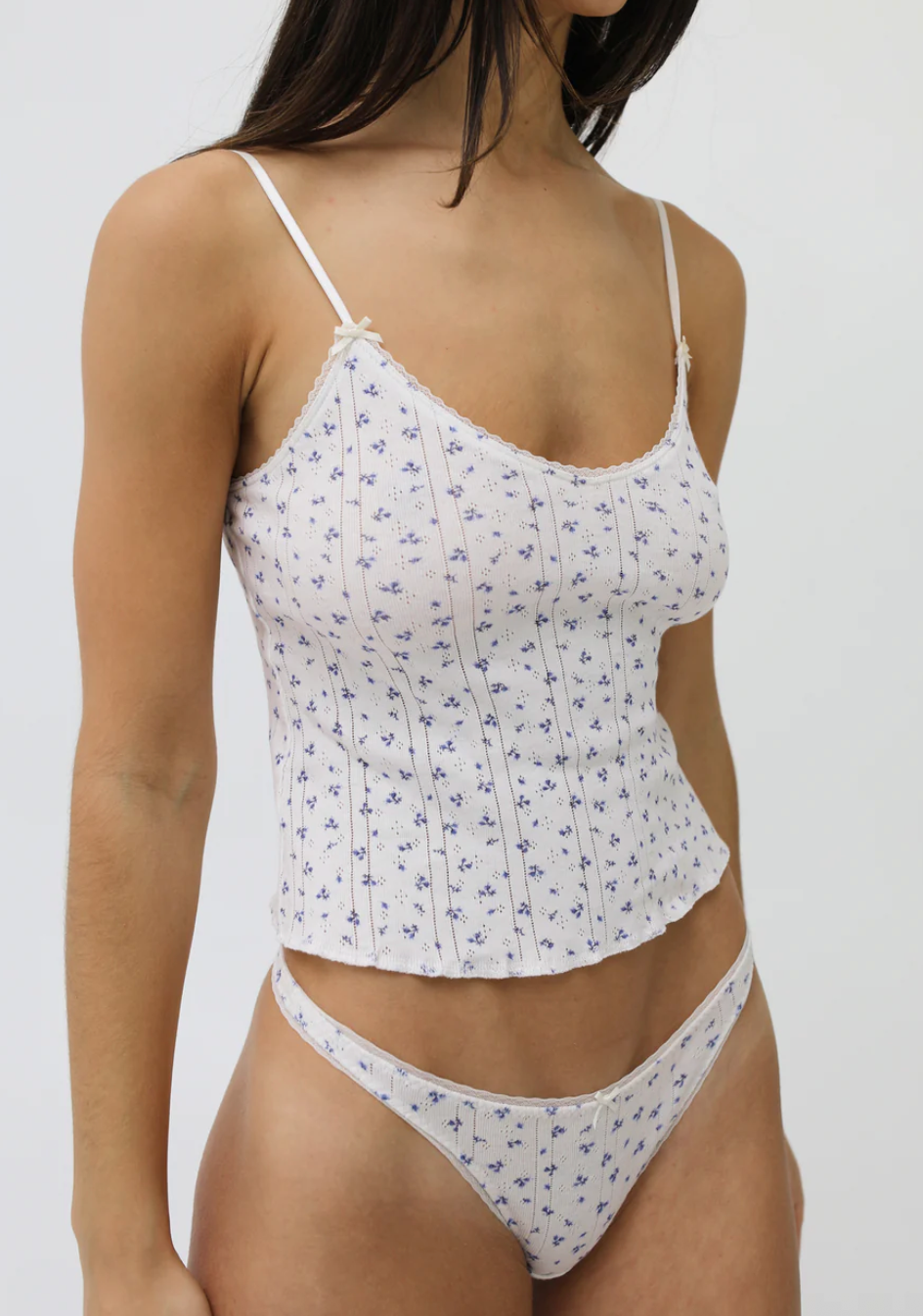Blue Fields Pointelle Long Cami