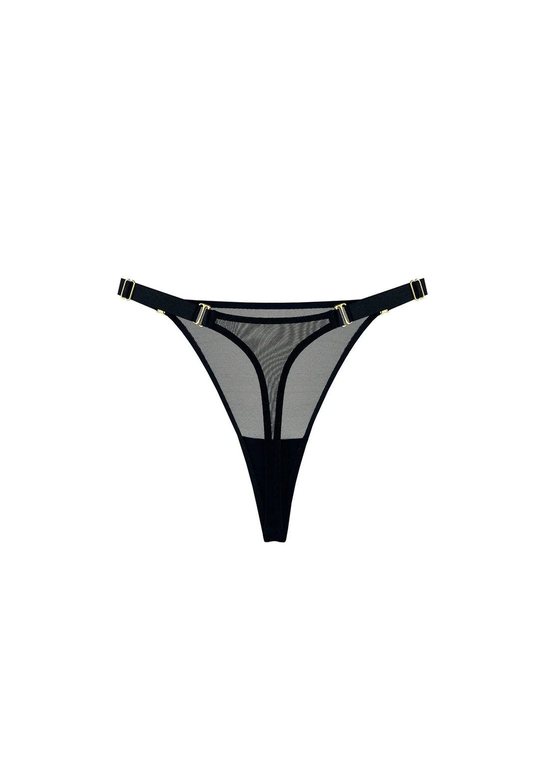 Black Signature Mesh Thong