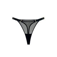 Black Signature Mesh Thong