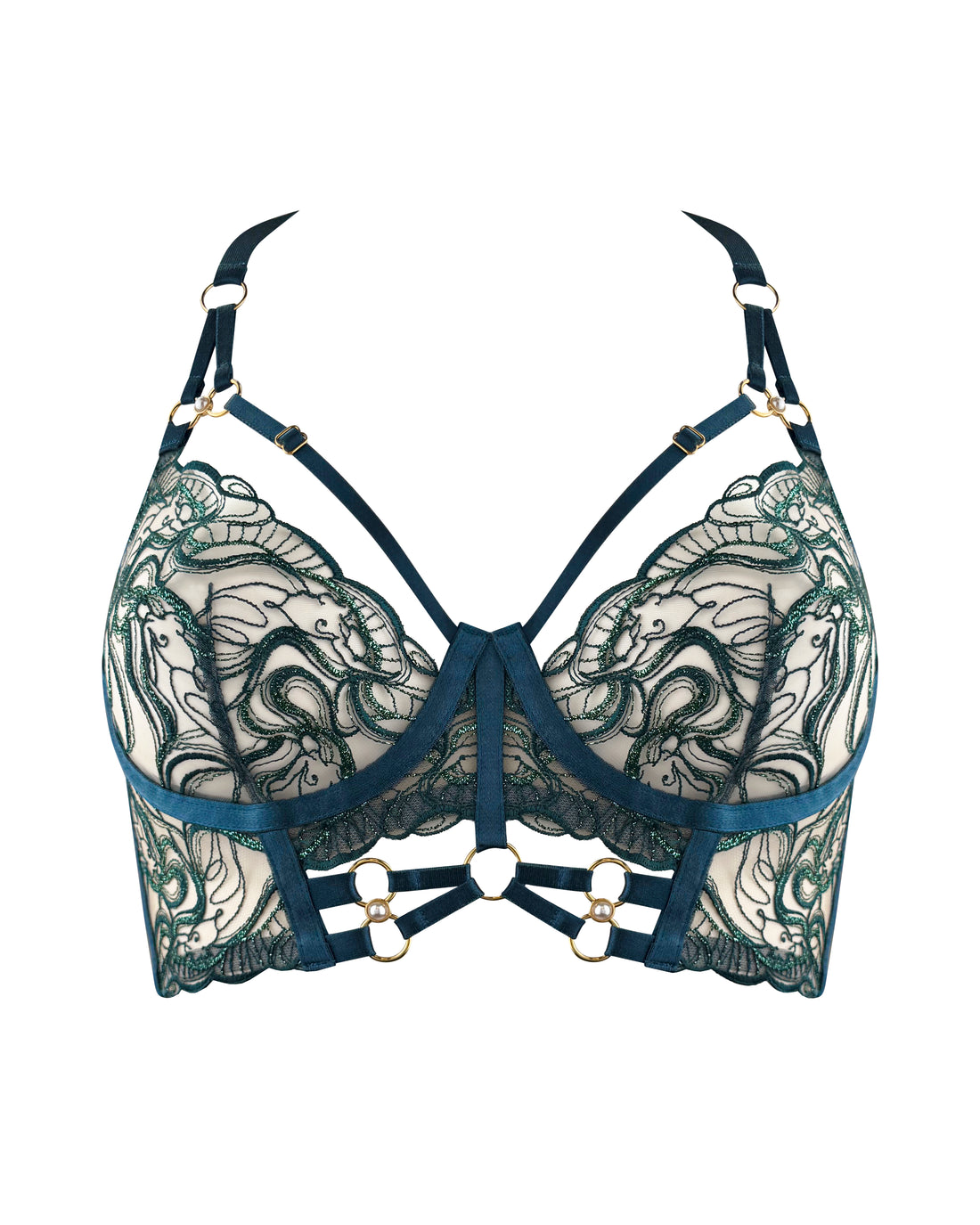 Teal Pearl Bodice Bra