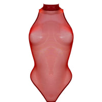 Burnt Red Signature Mesh High Neck Body
