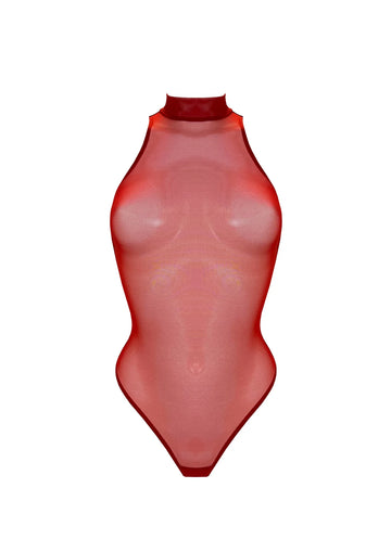 Burnt Red Signature Mesh High Neck Body