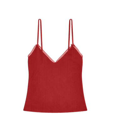 Cherry Red Pointelle Long Cami