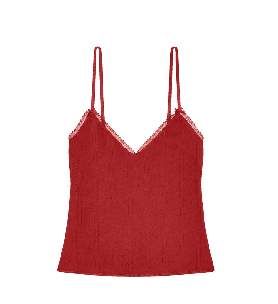 Cherry Red Pointelle Long Cami
