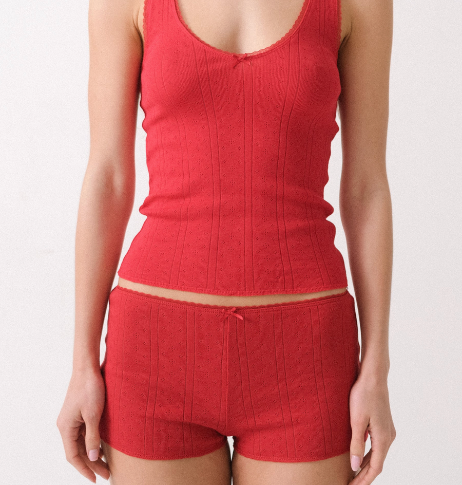 Cherry Red Pointelle Teeny Tiny Short