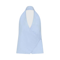 Ciel Blue Oxford Wrap Top
