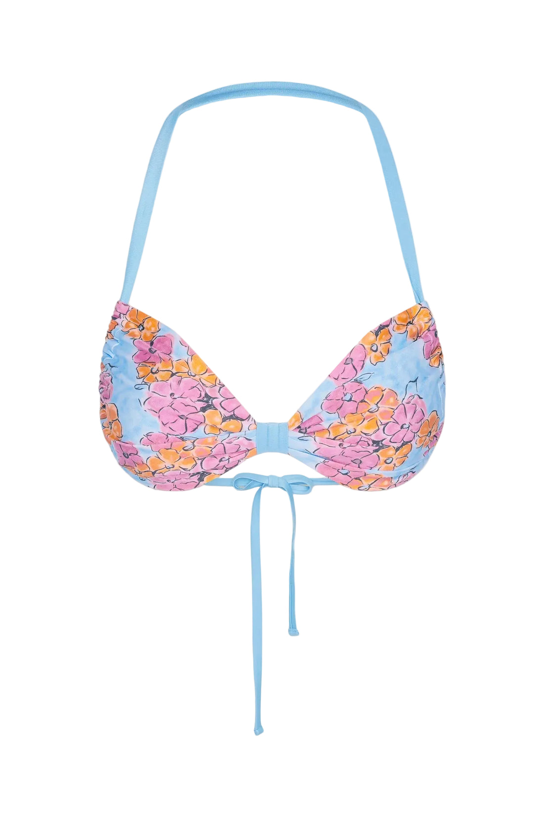 Color Me Reece Floral Satin Halter Bikini Top