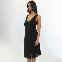 Black Cotton Voile Iris Slip Dress