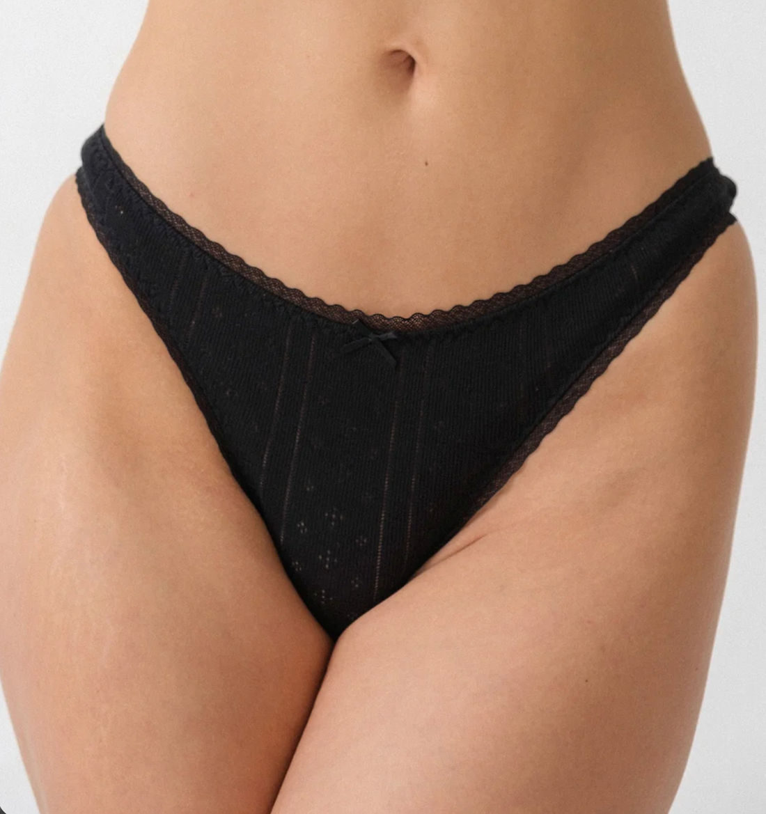Black Pointelle High Rise Brief