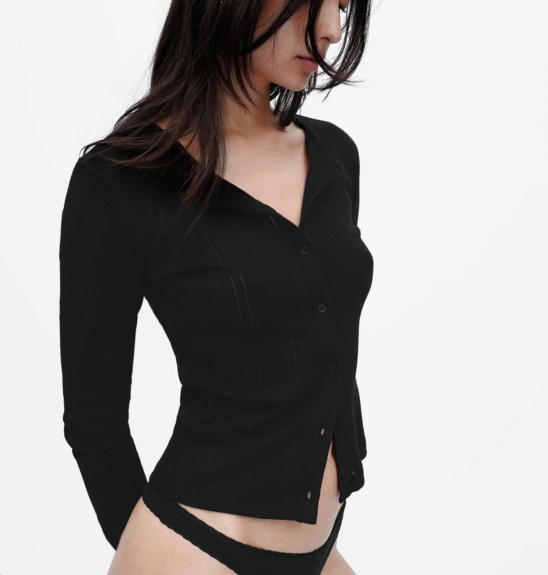 Black Pointelle Cardigan