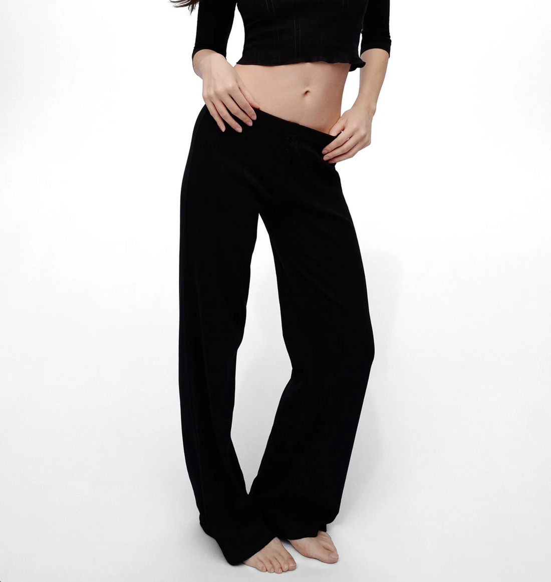 Black Pointelle Pant