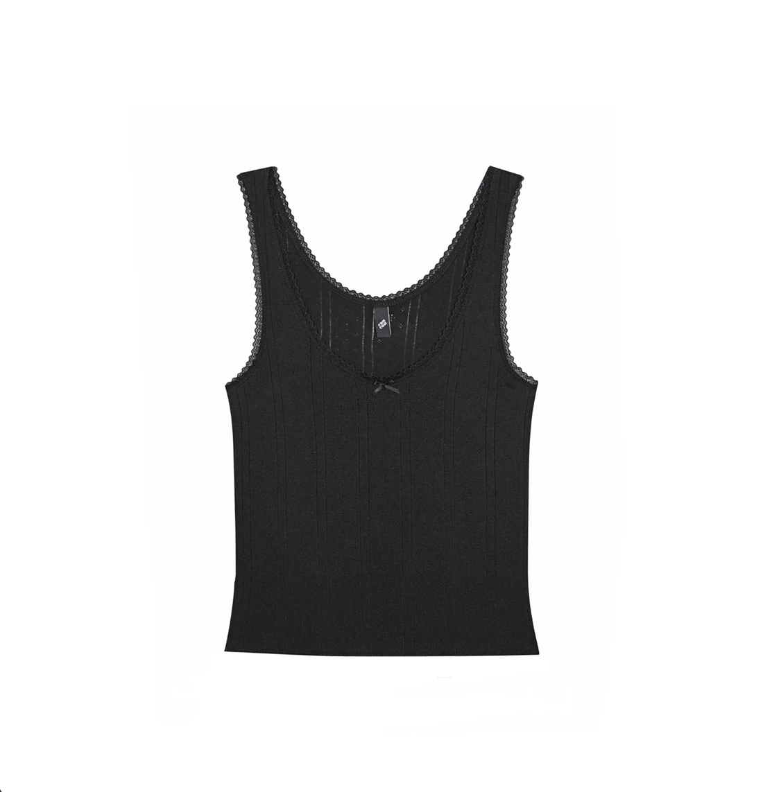 Black Pointelle Scoop Tank