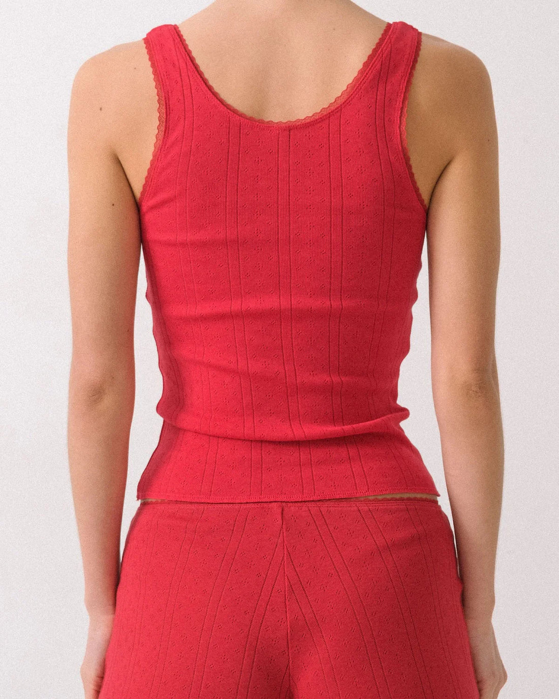 Cherry Red Pointelle Scoop Tank Top