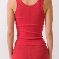 Cherry Red Pointelle Scoop Tank Top