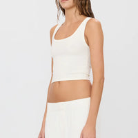 Cream Butter Rib Square Neck Tank