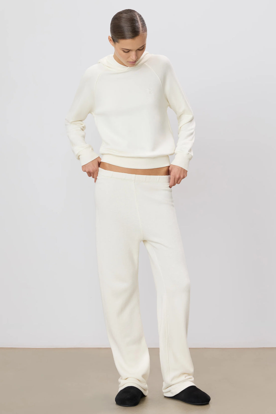 Cream French Terry Straight Leg Sweatpant