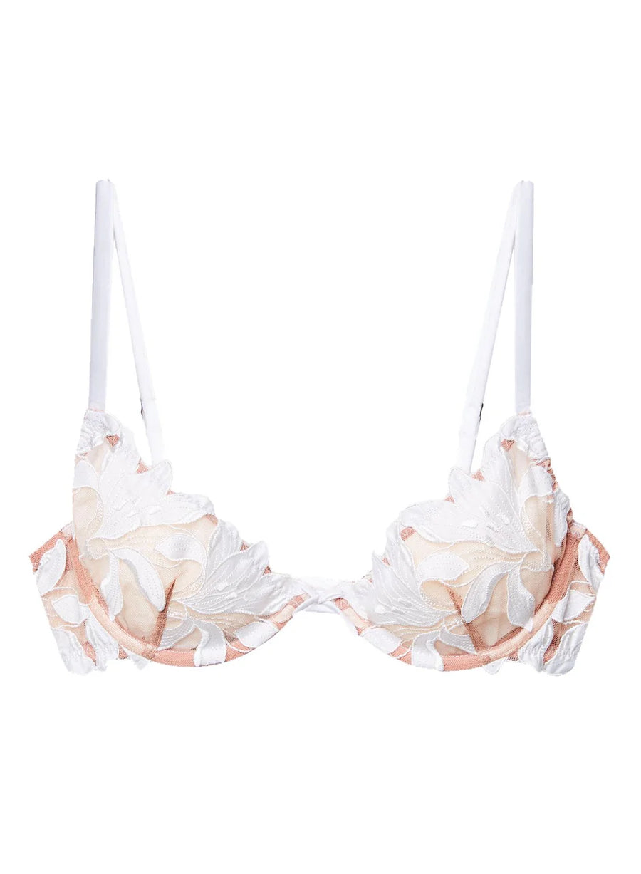 Ivory Lily Embroidery Plunge Demi Bra