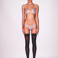 Platinum Foil Lily Embroidery Triangle Bra