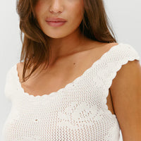 White Rose Cameron Crochet Mini Dress
