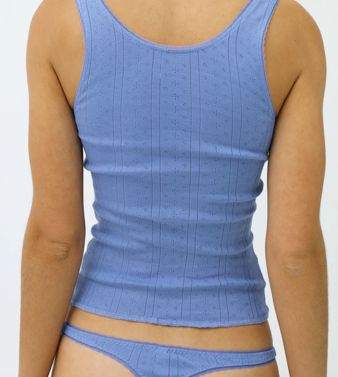 French Blue Pointelle Scoop Tank