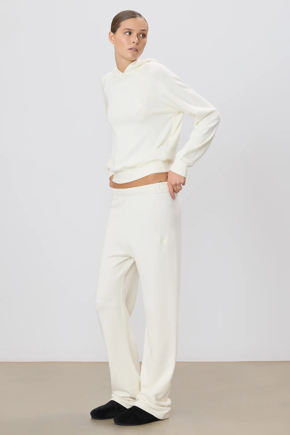 Cream French Terry Straight Leg Sweatpant