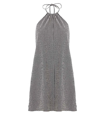 Black Gingham Halter Neck Mini Dress