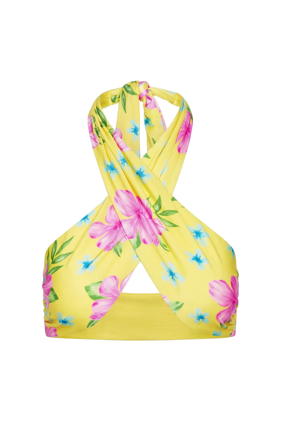 Hibiscus Lemonade Forever Wrap Satin Bikini Top