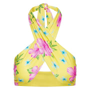 Hibiscus Lemonade Forever Wrap Satin Bikini Top