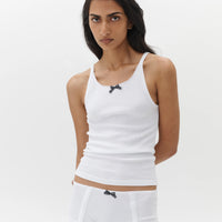 Cream Ribbed Tank Top