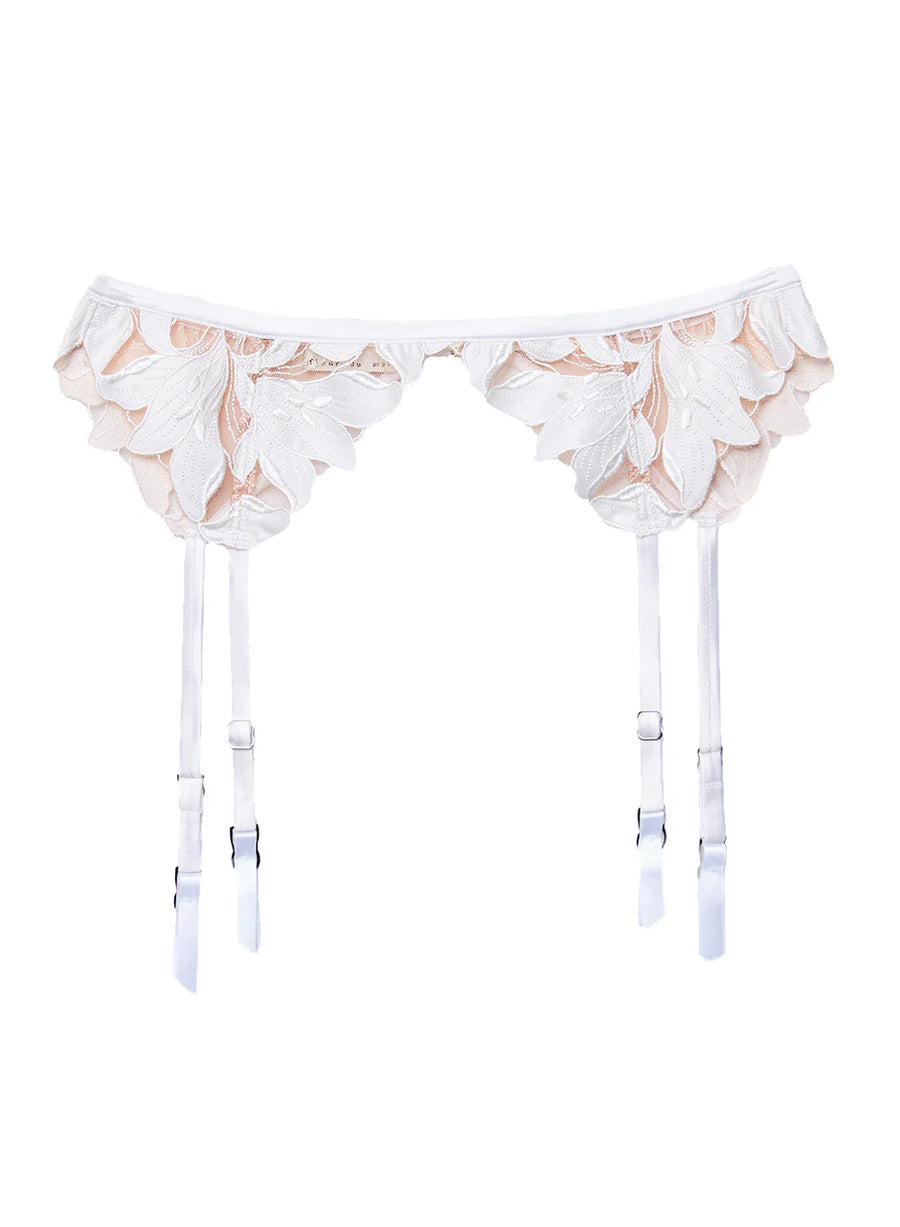 Ivory Lily Embroidery Garter Belt Elle's Ivory Lily Embroidery Garter Belt Elle's