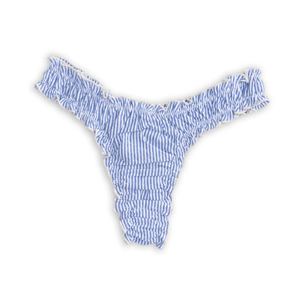 La Ava: Blue Searsucker Cotton Tanga