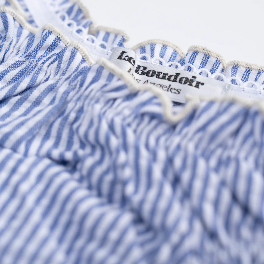 La Ava: Blue Searsucker Cotton Tanga