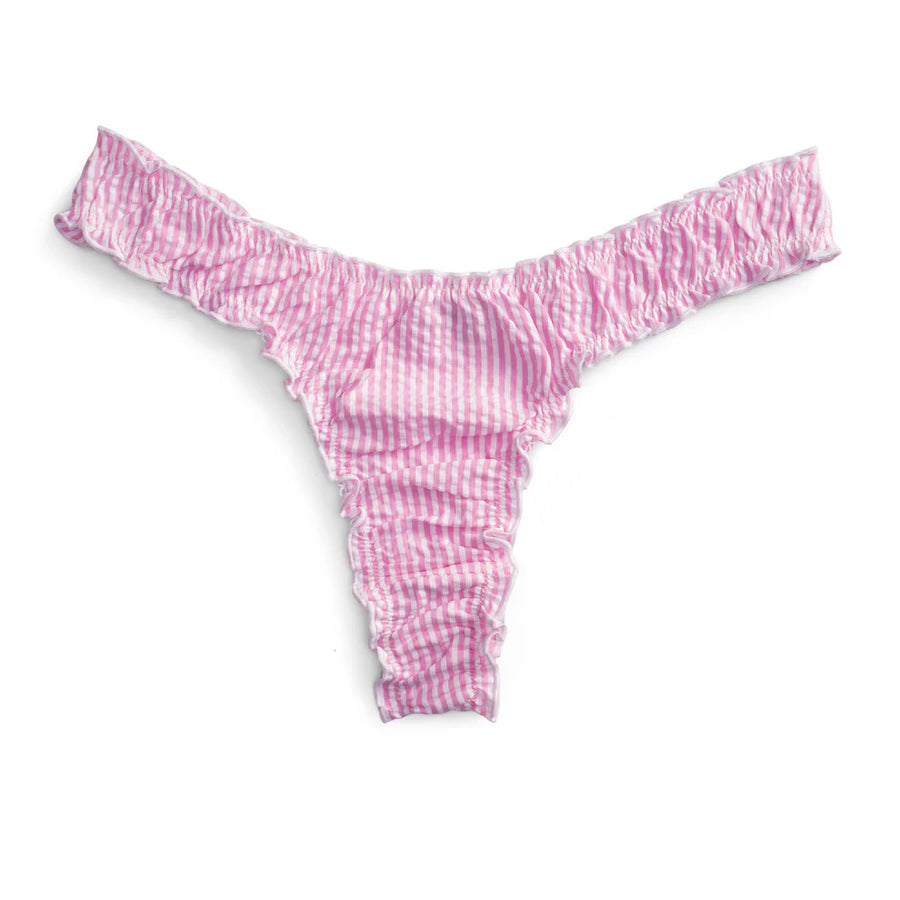 La Chacha: Pink Striped Seersucker Cotton Tanga