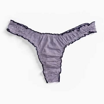 La Charlie: Navy Vichy Cotton Tanga