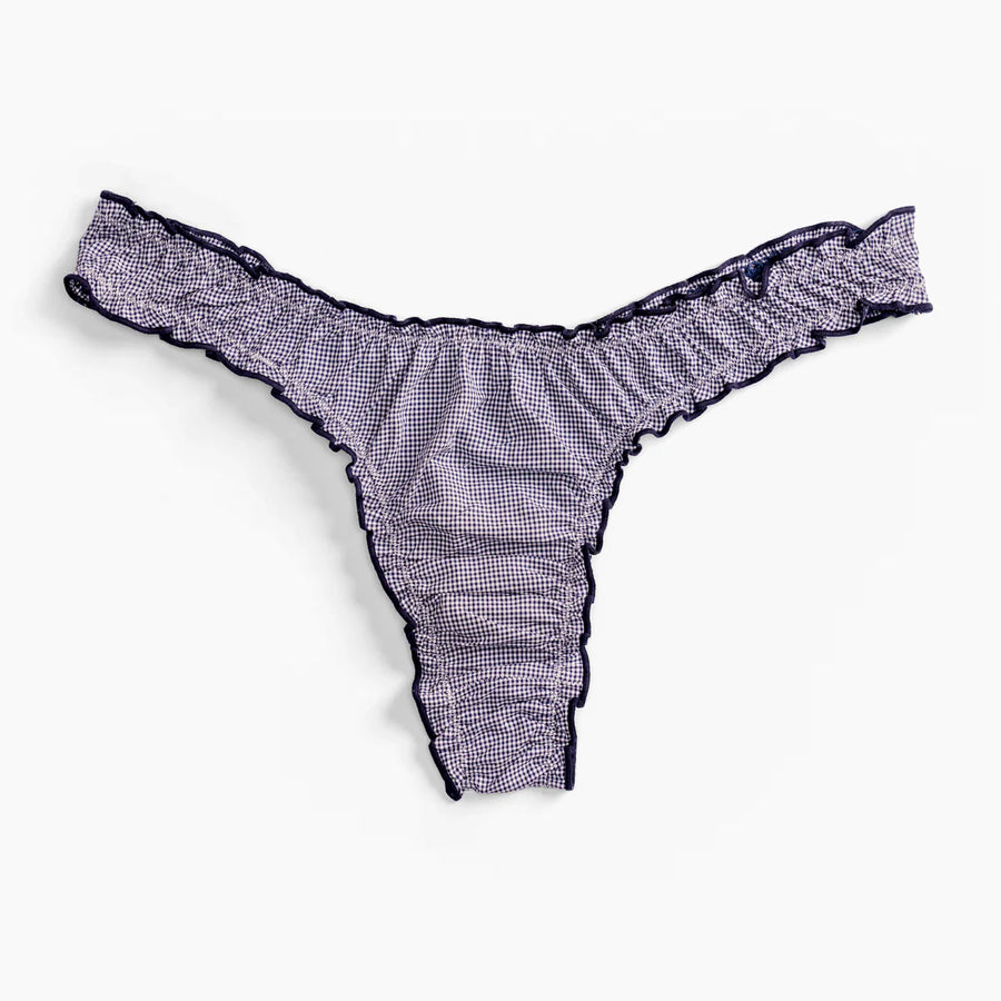 La Charlie: Navy Vichy Cotton Tanga