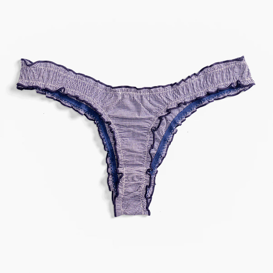 La Charlie: Navy Vichy Cotton Tanga