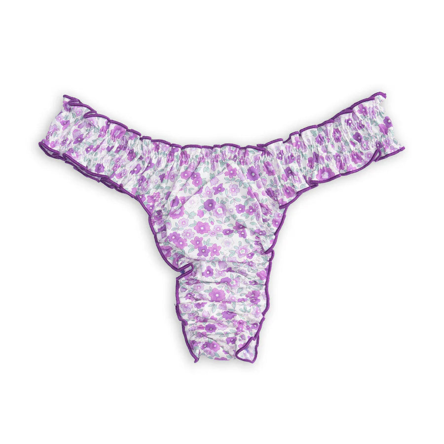 La Madeline: Purple Flowers Cotton Tanga