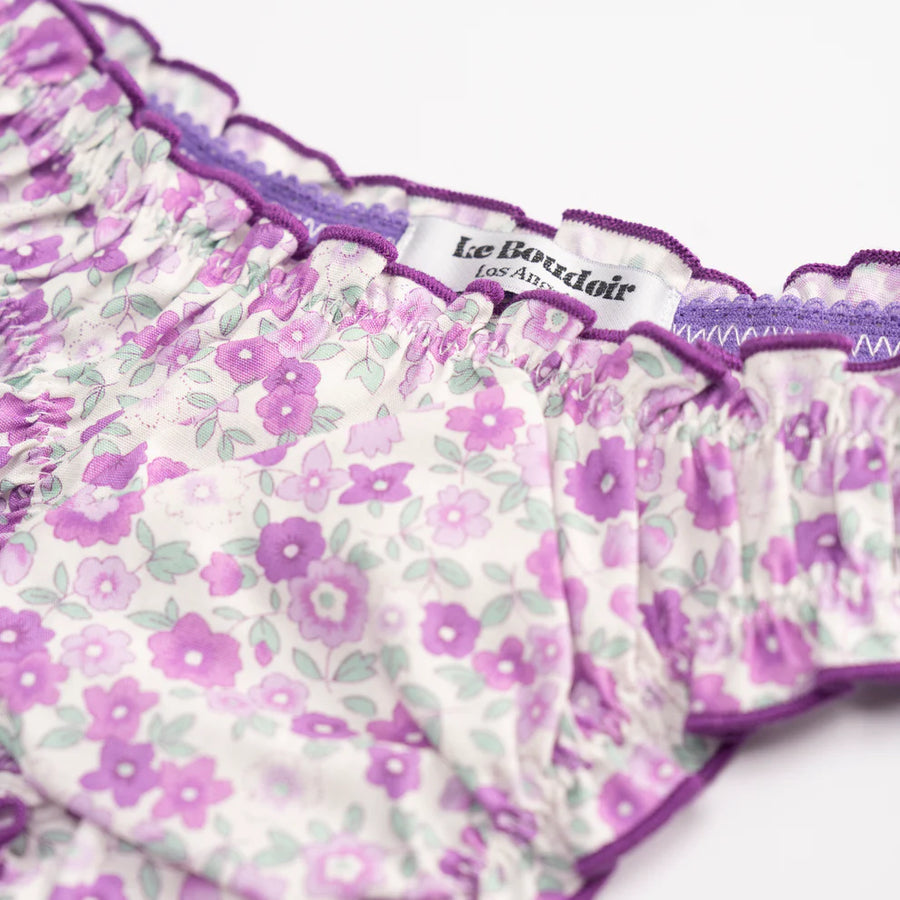 La Madeline: Purple Flowers Cotton Tanga