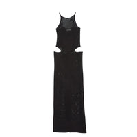 Black Lace Pointelle Cutout Maxi Dress