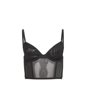 Black Mesh Longline Bustier