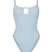 Metallic Ice Blue Mia Beaded Swimsuit