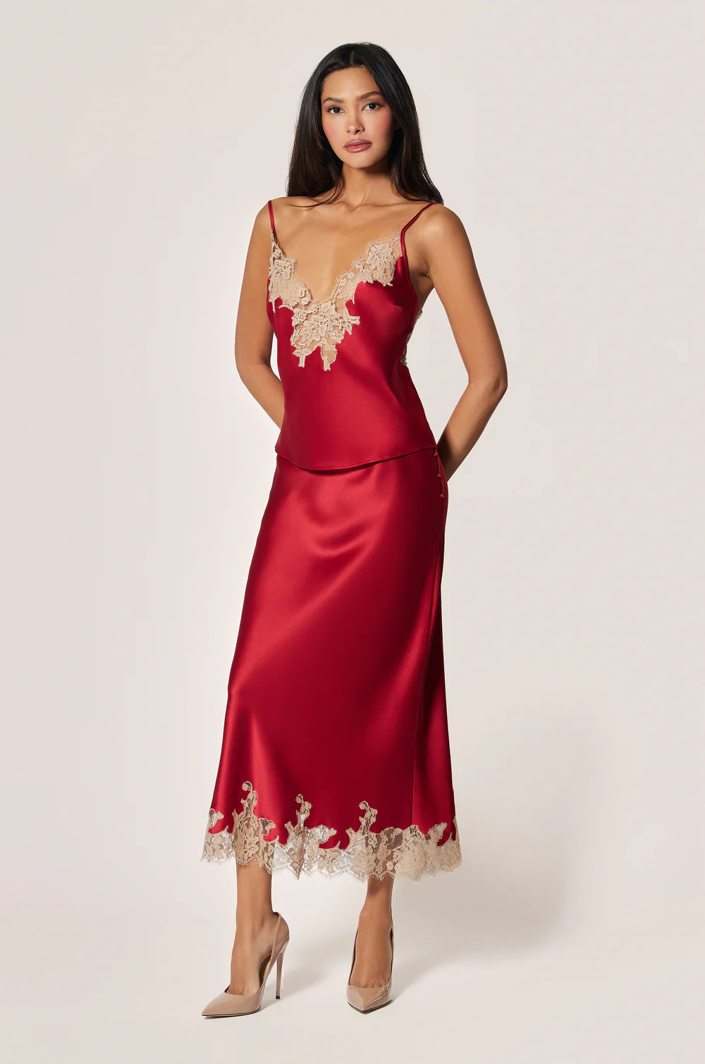 Red Orchid Slip Skirt